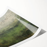 Abstract landscape wall art print showcasing vibrant colors and fluid shapes, rolled and packaged in a protective cardboard tube for easy display. Perfect for modern home decor.