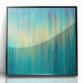 Modern Abstract Wall Art – Golden Rainfall in Teal Blue
