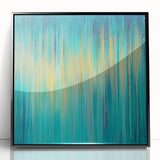 Modern Abstract Wall Art – Golden Rainfall in Teal Blue