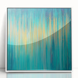 Modern Abstract Wall Art – Golden Rainfall in Teal Blue