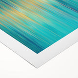 Modern Abstract Wall Art – Golden Rainfall in Teal Blue