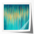 Modern Abstract Wall Art – Golden Rainfall in Teal Blue