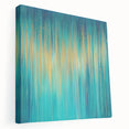 Modern Abstract Wall Art – Golden Rainfall in Teal Blue