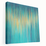 Modern Abstract Wall Art – Golden Rainfall in Teal Blue