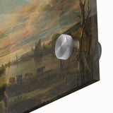 Baroque Landscape Art Print - Serene River Scene with Warm Tones