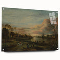 Baroque Landscape Art Print - Serene River Scene with Warm Tones