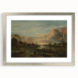 Baroque Landscape Art Print - Serene River Scene with Warm Tones
