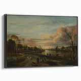 Baroque Landscape Art Print - Serene River Scene with Warm Tones