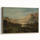 Baroque Landscape Art Print - Serene River Scene with Warm Tones