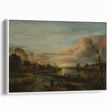 Baroque Landscape Art Print - Serene River Scene with Warm Tones