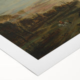 Baroque Landscape Art Print - Serene River Scene with Warm Tones