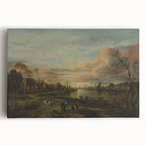 Baroque Landscape Art Print - Serene River Scene with Warm Tones
