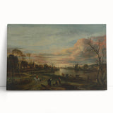 Baroque Landscape Art Print - Serene River Scene with Warm Tones
