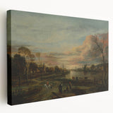 Baroque Landscape Art Print - Serene River Scene with Warm Tones
