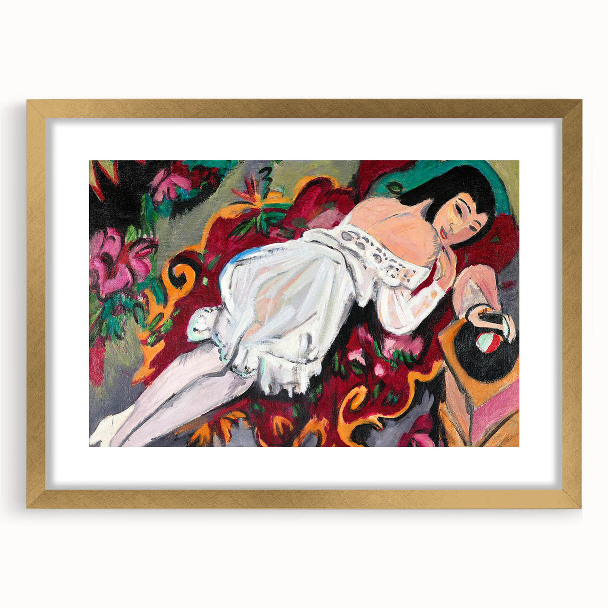Expressionist Portrait – Girl in White Chemise Abstract Canvas Print