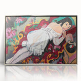 Expressionist Portrait – Girl in White Chemise Abstract Canvas Print