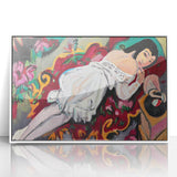 Expressionist Portrait – Girl in White Chemise Abstract Canvas Print