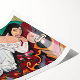 Expressionist Portrait – Girl in White Chemise Abstract Canvas Print