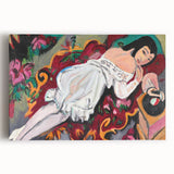 Expressionist Portrait – Girl in White Chemise Abstract Canvas Print