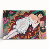 Expressionist Portrait – Girl in White Chemise Abstract Canvas Print