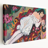 Expressionist Portrait – Girl in White Chemise Abstract Canvas Print