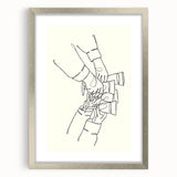 Textured abstract art print in muted grays and silvers, framed with a mat in a silver frame, suitable for bedroom decor.