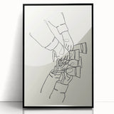 Large abstract wall art featuring swirling patterns in black and white on a framed acrylic.