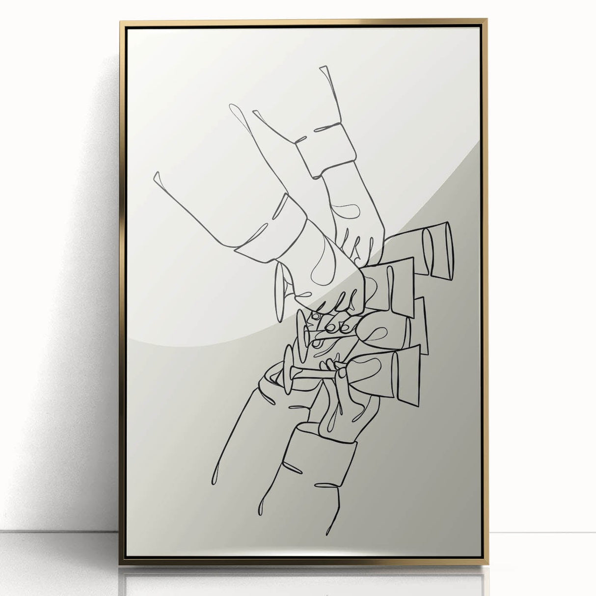 Art deco poster featuring geometric patterns in gold and black on acrylic, ideal for modern art wall decor in a nursery.