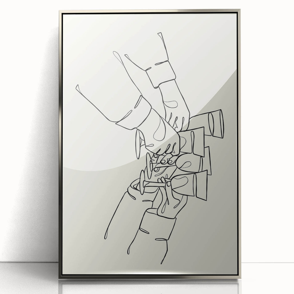 Large art print of a mid-century modernist food and drink theme in a silver frame, ideal for modern kitchen decor.