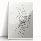 Mid-century modernist art depicting food and drinks in muted pastel shades, framed acrylic, ideal for nursery wall art.