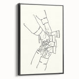 Black and white vintage poster art of a landscape on framed canvas, suitable for bedroom wall decor.