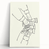 Large black and white stretched canvas featuring assorted kitchen utensils, ideal for kitchen wall art.