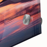 Close-up of a vibrant acrylic landscape artwork depicting serene beaches with soft waves and colorful skies, highlighting intricate details and textures ideal for home decor.