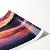 Stunning landscape beach scene rolled print showcasing vibrant sunset colors over gentle waves, elegantly packaged in a protective cardboard tube for easy display.
