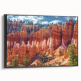 Framed landscape canvas art depicting vibrant canyons, showcasing rich earthy tones and intricate textures, designed to enhance modern home decor.