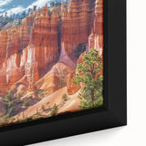 Close-up of a framed landscape canvas featuring vibrant canyons with intricate textures and warm colors, ideal for home decor or art enthusiasts. Perfect for adding a natural touch to living spaces.