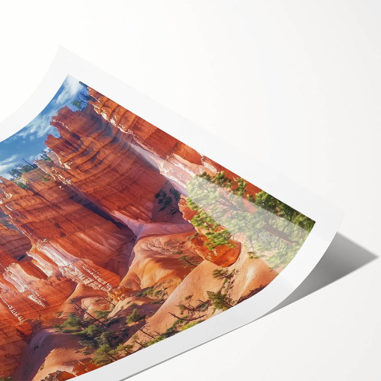 Landscape canyon rolled print showcasing vibrant earthy tones and intricate textures, elegantly packaged in a protective cardboard tube for easy display. Ideal for nature-inspired decor and art enthusiasts.