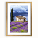 Elegant gold-framed landscape artwork depicting a serene countryside scene, showcasing lush greenery and rolling hills, perfect for home decor enhancement.