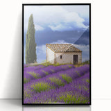 Framed acrylic landscape artwork showcasing a serene countryside scene with rolling hills and lush greenery, presented in a sleek black frame, perfect for home decor.