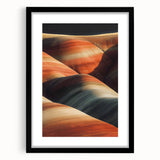 Black-framed landscape artwork showcasing a serene desert scene with a mat, ideal for home decor and gallery displays, emphasizing earthy tones and tranquility.