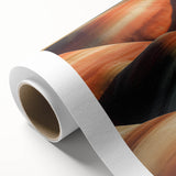 Desert landscape rolled canvas art showcasing vibrant shades of orange and yellow, depicting a serene sunset over sand dunes, ideal for home decor.