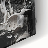 Large abstract wall art in muted earth tones on acrylic glass, ideal for dining room ambiance.