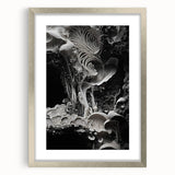 Textured abstract art print in muted earth tones on a framed canvas, ideal for bedroom wall decor.