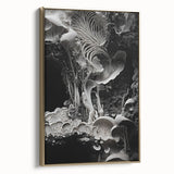 Framed canvas featuring a close-up view of natural elements in muted earth tones, ideal for bedroom wall art.