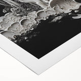 Art deco poster featuring geometric patterns and gold, teal, and beige colors on rolled canvas.