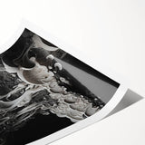 Extra large wall art featuring line art flowers in black on white rolled canvas, ideal for large living room wall decor.