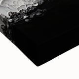 Black and white landscape art painting on stretched canvas, depicting a close-up of natural elements.