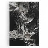 Black and white close-up photograph of natural elements on stretched canvas, suitable for kitchen wall art.