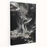 Close-up of natural elements in muted earth tones on a large stretched canvas, suitable for kitchen wall art.