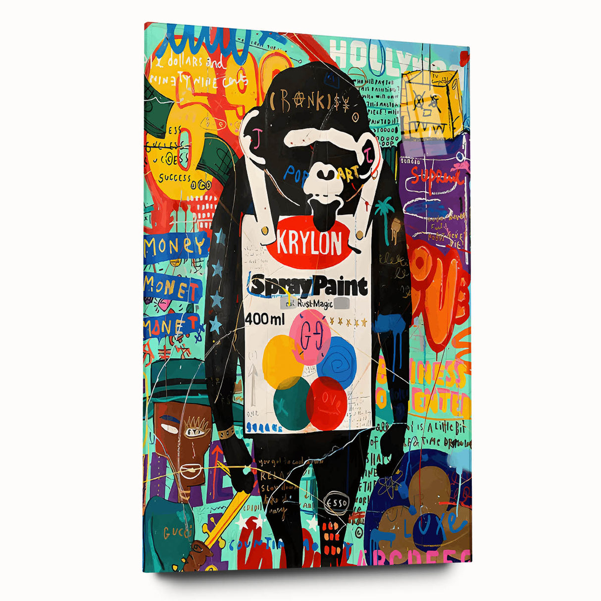 Vibrant Pop Art Wall Art – Colorful Spray Paint Monkey Canvas